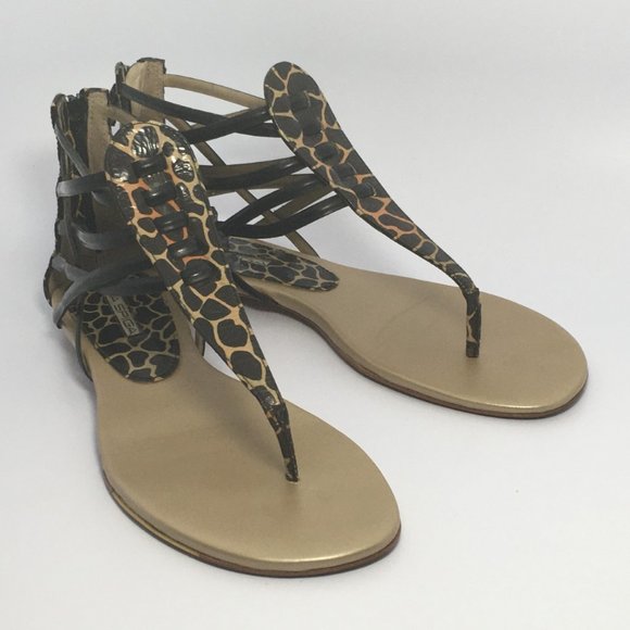 Via Spiga V-Undo Girafe Pat Zip Gladiator Sandals - Picture 1 of 7